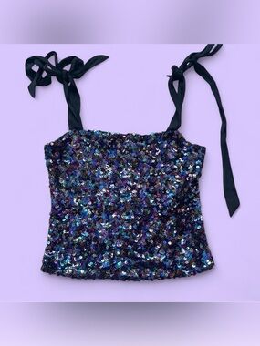 Free People sparkly tank top with adjustable straps